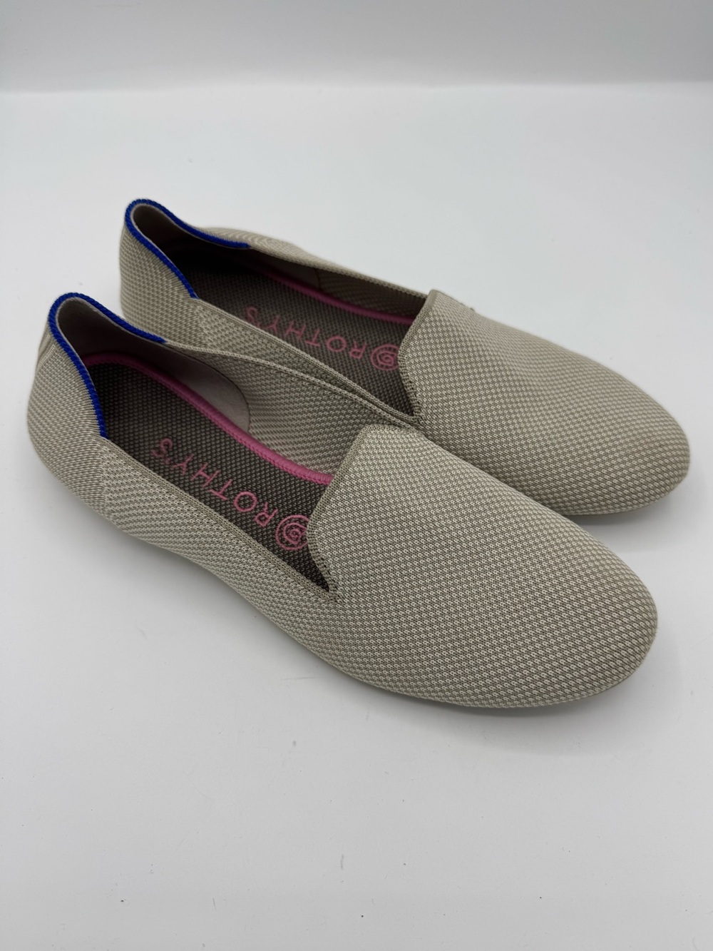 Rothy’s The Loafer Linen Double Stitch Womens Size 8.5 Beige Slip On Flats work